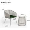 imageEAST OAK Breezeway Patio Furniture Set 3Piece Outside Bistro Set Handwoven Rattan Wicker Chairs with Waterproof Cushions Tempered Glass Table Outdoor Conversation Set for Porch Coffee ampamp BeigeUpgraded Ivory  Jungle Green