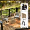 imageEAST OAK Breezeway Patio Furniture Set 3Piece Outside Bistro Set Handwoven Rattan Wicker Chairs with Waterproof Cushions Tempered Glass Table Outdoor Conversation Set for Porch Coffee ampamp BeigeBrown  Light Grey