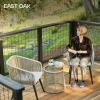 imageEAST OAK Breezeway Patio Furniture Set 3Piece Outside Bistro Set Handwoven Rattan Wicker Chairs with Waterproof Cushions Tempered Glass Table Outdoor Conversation Set for Porch Coffee ampamp BeigeBrown  Light Grey