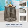imageEAST OAK Breezeway Patio Furniture Set 3Piece Outside Bistro Set Handwoven Rattan Wicker Chairs with Waterproof Cushions Tempered Glass Table Outdoor Conversation Set for Porch Coffee ampamp BeigeCoffee  Beige