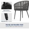imageEAST OAK Breezeway Patio Furniture Set 3Piece Outside Bistro Set Handwoven Rattan Wicker Chairs with Waterproof Cushions Tempered Glass Table Outdoor Conversation Set for Porch Coffee ampamp BeigeGray  Dark Gray
