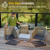 imageEAST OAK Breezeway Patio Furniture Set 3Piece Outside Bistro Set Handwoven Rattan Wicker Chairs with Waterproof Cushions Tempered Glass Table Outdoor Conversation Set for Porch Coffee ampamp BeigeBrown  Light Grey