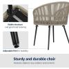 imageEAST OAK Breezeway Patio Furniture Set 3Piece Outside Bistro Set Handwoven Rattan Wicker Chairs with Waterproof Cushions Tempered Glass Table Outdoor Conversation Set for Porch Coffee ampamp BeigeBrown  Grey
