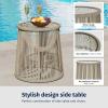 imageEAST OAK Breezeway Patio Furniture Set 3Piece Outside Bistro Set Handwoven Rattan Wicker Chairs with Waterproof Cushions Tempered Glass Table Outdoor Conversation Set for Porch Coffee ampamp BeigeBrown  Grey
