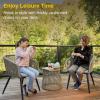imageEAST OAK Breezeway Patio Furniture Set 3Piece Outside Bistro Set Handwoven Rattan Wicker Chairs with Waterproof Cushions Tempered Glass Table Outdoor Conversation Set for Porch Coffee ampamp BeigeBrown  Light Grey