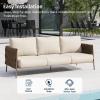 imageEAST OAK Life Chatter Patio Furniture Set Outdoor Furniture Corner Sofa Set with Round Coffee Table 5 Seats Sofa Deep Seating with Thick ampamp Washable Cushions Earth Black ampamp Misty GreyUpgraded Chestnut  Apricot