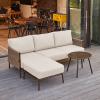 imageEAST OAK Life Chatter Patio Furniture Set Outdoor Furniture Corner Sofa Set with Round Coffee Table 5 Seats Sofa Deep Seating with Thick ampamp Washable Cushions Earth Black ampamp Misty GreyUpgraded Chestnut  Apricot