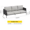 imageEAST OAK Life Chatter Patio Furniture Set Outdoor Furniture Corner Sofa Set with Round Coffee Table 5 Seats Sofa Deep Seating with Thick ampamp Washable Cushions Earth Black ampamp Misty GreyEarth Black  Misty Grey