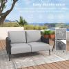 imageEAST OAK Life Chatter Patio Furniture Set Outdoor Furniture Corner Sofa Set with Round Coffee Table 5 Seats Sofa Deep Seating with Thick ampamp Washable Cushions Earth Black ampamp Misty GreyEarth Black  Misty Grey