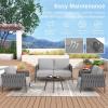imageEAST OAK Life Chatter Patio Furniture Set Outdoor Furniture Corner Sofa Set with Round Coffee Table 5 Seats Sofa Deep Seating with Thick ampamp Washable Cushions Earth Black ampamp Misty GreyEarth Black  Misty Grey