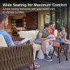 imageEAST OAK Life Chatter Patio Furniture Set Outdoor Furniture Corner Sofa Set with Round Coffee Table 5 Seats Sofa Deep Seating with Thick ampamp Washable Cushions Earth Black ampamp Misty GreyChestnut Brown  Creamy Apricot