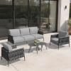 imageEAST OAK Life Chatter Patio Furniture Set Outdoor Furniture Corner Sofa Set with Round Coffee Table 5 Seats Sofa Deep Seating with Thick ampamp Washable Cushions Earth Black ampamp Misty GreyUpgraded Misty Grey