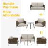 imageEAST OAK Life Chatter Patio Furniture Set Outdoor Furniture Corner Sofa Set with Round Coffee Table 5 Seats Sofa Deep Seating with Thick ampamp Washable Cushions Earth Black ampamp Misty GreyChestnut Brown  Creamy Apricot