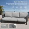 imageEAST OAK Life Chatter Patio Furniture Set Outdoor Furniture Corner Sofa Set with Round Coffee Table 5 Seats Sofa Deep Seating with Thick ampamp Washable Cushions Earth Black ampamp Misty GreyEarth Black  Misty Grey