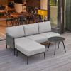 imageEAST OAK Life Chatter Patio Furniture Set Outdoor Furniture Corner Sofa Set with Round Coffee Table 5 Seats Sofa Deep Seating with Thick ampamp Washable Cushions Earth Black ampamp Misty GreyUpgraded Misty Grey