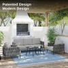 imageEAST OAK Life Chatter Patio Furniture Set Outdoor Furniture Corner Sofa Set with Round Coffee Table 5 Seats Sofa Deep Seating with Thick ampamp Washable Cushions Earth Black ampamp Misty GreyEarth Black  Misty Grey