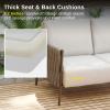 imageEAST OAK Life Chatter Patio Furniture Set Outdoor Furniture Corner Sofa Set with Round Coffee Table 5 Seats Sofa Deep Seating with Thick ampamp Washable Cushions Earth Black ampamp Misty GreyChestnut Brown  Creamy Apricot