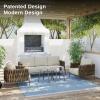 imageEAST OAK Life Chatter Patio Furniture Set Outdoor Furniture Corner Sofa Set with Round Coffee Table 5 Seats Sofa Deep Seating with Thick ampamp Washable Cushions Earth Black ampamp Misty GreyChestnut Brown  Creamy Apricot