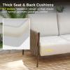 imageEAST OAK Life Chatter Patio Furniture Set Outdoor Furniture Corner Sofa Set with Round Coffee Table 5 Seats Sofa Deep Seating with Thick ampamp Washable Cushions Earth Black ampamp Misty GreyChestnut Brown  Creamy Apricot