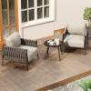 imageEAST OAK Life Chatter Patio Furniture Set Outdoor Furniture Corner Sofa Set with Round Coffee Table 5 Seats Sofa Deep Seating with Thick ampamp Washable Cushions Earth Black ampamp Misty GreyUpgraded Chestnut  Apricot