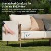 imageEAST OAK Life Chatter Patio Furniture Set Outdoor Furniture Corner Sofa Set with Round Coffee Table 5 Seats Sofa Deep Seating with Thick ampamp Washable Cushions Earth Black ampamp Misty GreyUpgraded Chestnut  Apricot