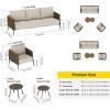 imageEAST OAK Life Chatter Patio Furniture Set Outdoor Furniture Corner Sofa Set with Round Coffee Table 5 Seats Sofa Deep Seating with Thick ampamp Washable Cushions Earth Black ampamp Misty GreyChestnut Brown  Creamy Apricot
