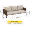 imageEAST OAK Life Chatter Patio Furniture Set Outdoor Furniture Corner Sofa Set with Round Coffee Table 5 Seats Sofa Deep Seating with Thick ampamp Washable Cushions Earth Black ampamp Misty GreyChestnut Brown  Creamy Apricot