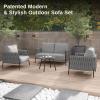 imageEAST OAK Life Chatter Patio Furniture Set Outdoor Furniture Corner Sofa Set with Round Coffee Table 5 Seats Sofa Deep Seating with Thick ampamp Washable Cushions Earth Black ampamp Misty GreyEarth Black  Misty Grey