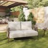 imageEAST OAK Life Chatter Patio Furniture Set Outdoor Furniture Corner Sofa Set with Round Coffee Table 5 Seats Sofa Deep Seating with Thick ampamp Washable Cushions Earth Black ampamp Misty GreyChestnut Brown  Creamy Apricot