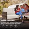 imageEAST OAK Life Chatter Patio Furniture Set Outdoor Furniture Corner Sofa Set with Round Coffee Table 5 Seats Sofa Deep Seating with Thick ampamp Washable Cushions Earth Black ampamp Misty GreyChestnut Brown  Creamy Apricot