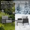 imageEAST OAK Life Chatter Patio Furniture Set Outdoor Furniture Corner Sofa Set with Round Coffee Table 5 Seats Sofa Deep Seating with Thick ampamp Washable Cushions Earth Black ampamp Misty GreyUpgraded Misty Grey