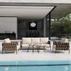 imageEAST OAK Life Chatter Patio Furniture Set Outdoor Furniture Corner Sofa Set with Round Coffee Table 5 Seats Sofa Deep Seating with Thick ampamp Washable Cushions Earth Black ampamp Misty GreyChestnut Brown  Creamy Apricot