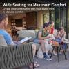 imageEAST OAK Life Chatter Patio Furniture Set Outdoor Furniture Corner Sofa Set with Round Coffee Table 5 Seats Sofa Deep Seating with Thick ampamp Washable Cushions Earth Black ampamp Misty GreyEarth Black  Misty Grey