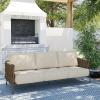 imageEAST OAK Life Chatter Patio Furniture Set Outdoor Furniture Corner Sofa Set with Round Coffee Table 5 Seats Sofa Deep Seating with Thick ampamp Washable Cushions Earth Black ampamp Misty GreyChestnut Brown  Creamy Apricot