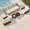 imageEAST OAK Life Chatter Patio Furniture Set Outdoor Furniture Corner Sofa Set with Round Coffee Table 5 Seats Sofa Deep Seating with Thick ampamp Washable Cushions Earth Black ampamp Misty GreyUpgraded Chestnut  Apricot