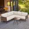 imageEAST OAK Life Chatter Patio Furniture Set Outdoor Furniture Corner Sofa Set with Round Coffee Table 5 Seats Sofa Deep Seating with Thick ampamp Washable Cushions Earth Black ampamp Misty GreyUpgraded Chestnut  Apricot