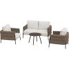 imageEAST OAK Life Chatter Patio Furniture Set Outdoor Furniture Corner Sofa Set with Round Coffee Table 5 Seats Sofa Deep Seating with Thick ampamp Washable Cushions Earth Black ampamp Misty GreyChestnut Brown  Creamy Apricot