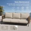 imageEAST OAK Life Chatter Patio Furniture Set Outdoor Furniture Corner Sofa Set with Round Coffee Table 5 Seats Sofa Deep Seating with Thick ampamp Washable Cushions Earth Black ampamp Misty GreyChestnut Brown  Creamy Apricot
