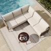 imageEAST OAK Life Chatter Patio Furniture Set Outdoor Furniture Corner Sofa Set with Round Coffee Table 5 Seats Sofa Deep Seating with Thick ampamp Washable Cushions Earth Black ampamp Misty GreyUpgraded Chestnut  Apricot