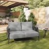 imageEAST OAK Life Chatter Patio Furniture Set Outdoor Furniture Corner Sofa Set with Round Coffee Table 5 Seats Sofa Deep Seating with Thick ampamp Washable Cushions Earth Black ampamp Misty GreyEarth Black  Misty Grey