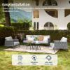 imageEAST OAK Life Chatter Patio Furniture Set Outdoor Furniture Corner Sofa Set with Round Coffee Table 5 Seats Sofa Deep Seating with Thick ampamp Washable Cushions Earth Black ampamp Misty GreyUpgraded Misty Grey