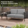 imageEAST OAK Life Chatter Patio Furniture Set Outdoor Furniture Corner Sofa Set with Round Coffee Table 5 Seats Sofa Deep Seating with Thick ampamp Washable Cushions Earth Black ampamp Misty GreyEarth Black  Misty Grey