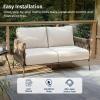 imageEAST OAK Life Chatter Patio Furniture Set Outdoor Furniture Corner Sofa Set with Round Coffee Table 5 Seats Sofa Deep Seating with Thick ampamp Washable Cushions Earth Black ampamp Misty GreyUpgraded Chestnut  Apricot