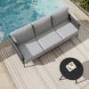 imageEAST OAK Life Chatter Patio Furniture Set Outdoor Furniture Corner Sofa Set with Round Coffee Table 5 Seats Sofa Deep Seating with Thick ampamp Washable Cushions Earth Black ampamp Misty GreyUpgraded Misty Grey