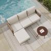 imageEAST OAK Life Chatter Patio Furniture Set Outdoor Furniture Corner Sofa Set with Round Coffee Table 5 Seats Sofa Deep Seating with Thick ampamp Washable Cushions Earth Black ampamp Misty GreyUpgraded Chestnut  Apricot