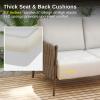 imageEAST OAK Life Chatter Patio Furniture Set Outdoor Furniture Corner Sofa Set with Round Coffee Table 5 Seats Sofa Deep Seating with Thick ampamp Washable Cushions Earth Black ampamp Misty GreyChestnut Brown  Creamy Apricot