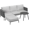 imageEAST OAK Life Chatter Patio Furniture Set Outdoor Furniture Corner Sofa Set with Round Coffee Table 5 Seats Sofa Deep Seating with Thick ampamp Washable Cushions Earth Black ampamp Misty GreyEarth Black  Misty Grey