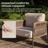 imageEAST OAK Life Chatter Patio Furniture Set Outdoor Furniture Corner Sofa Set with Round Coffee Table 5 Seats Sofa Deep Seating with Thick ampamp Washable Cushions Earth Black ampamp Misty GreyUpgraded Chestnut  Apricot