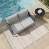 imageEAST OAK Life Chatter Patio Furniture Set Outdoor Furniture Corner Sofa Set with Round Coffee Table 5 Seats Sofa Deep Seating with Thick ampamp Washable Cushions Earth Black ampamp Misty GreyUpgraded Misty Grey