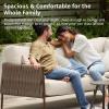 imageEAST OAK Life Chatter Patio Furniture Set Outdoor Furniture Corner Sofa Set with Round Coffee Table 5 Seats Sofa Deep Seating with Thick ampamp Washable Cushions Earth Black ampamp Misty GreyUpgraded Chestnut  Apricot